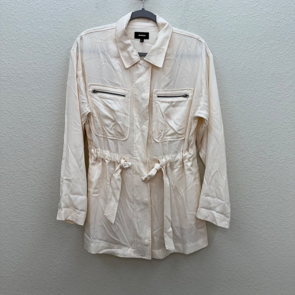 Monrow Canvas Light Safari Full Zip Lyocell Utility Jacket HJ0281 Womens Small